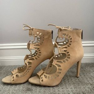 BCBGeneration Tan Suede Cutout Heel